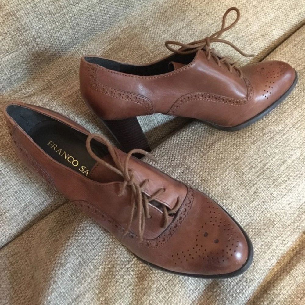Brown leather Franco sarto bootie heels